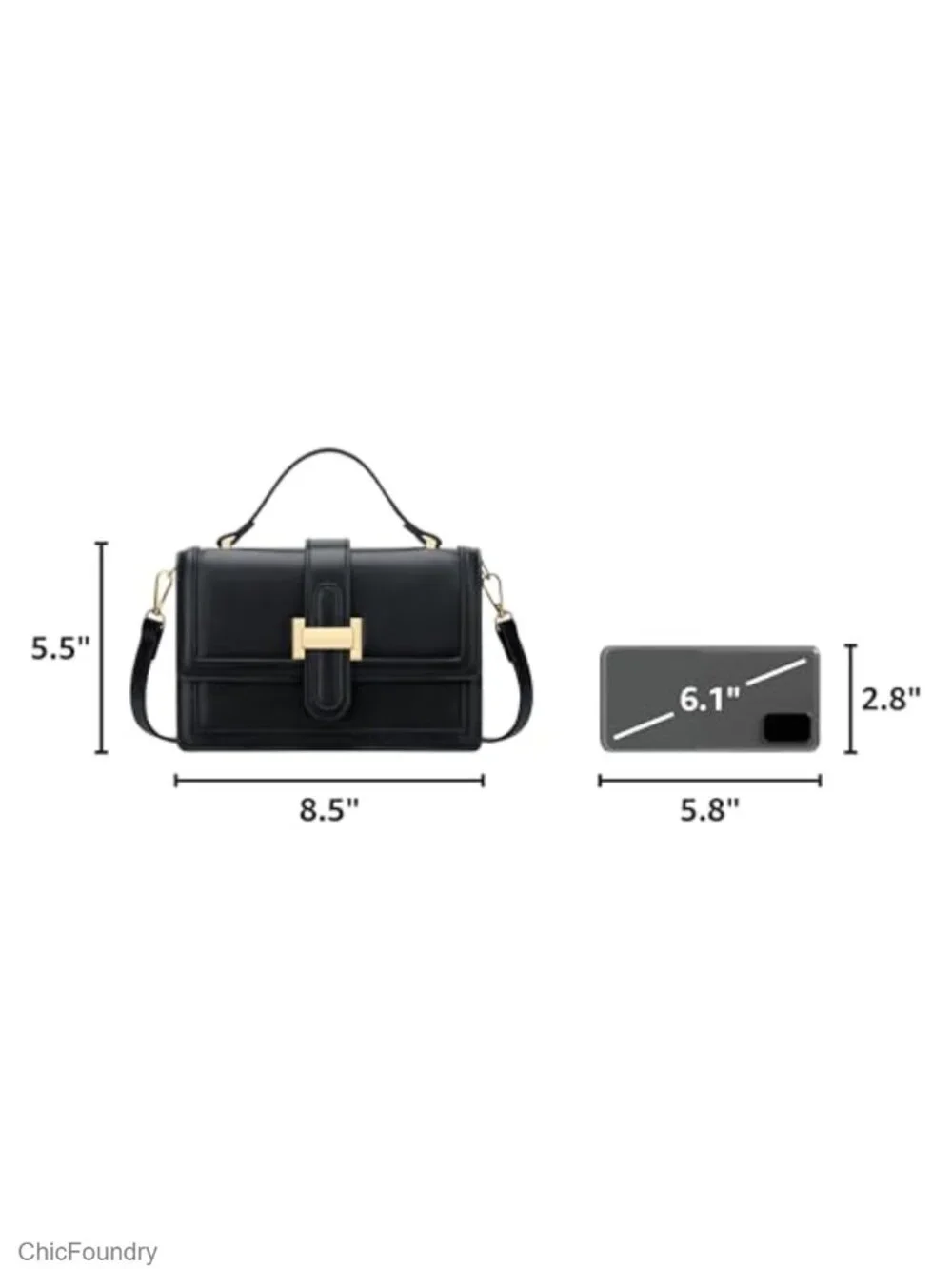 PU Leather Crossbody Bag with Top Handle - Detachable Strap Handbag